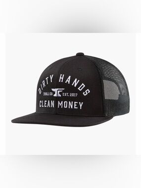 NEVER WORN! NEW!Dirty Hands Clean Money Black Trucker Hat